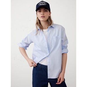 Banana Republic Classic Poplin Shirt Crisp Blue Button Down Long Sleeves L